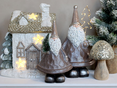 Champignon décoratif bois scintillante – H15 cm