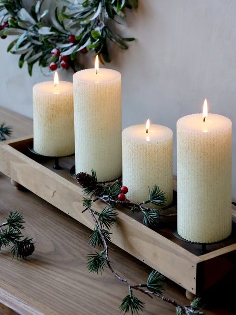 Bougie pilier rainures Blanc