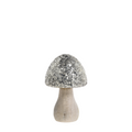 Champignon décoratif bois scintillante – H15 cm