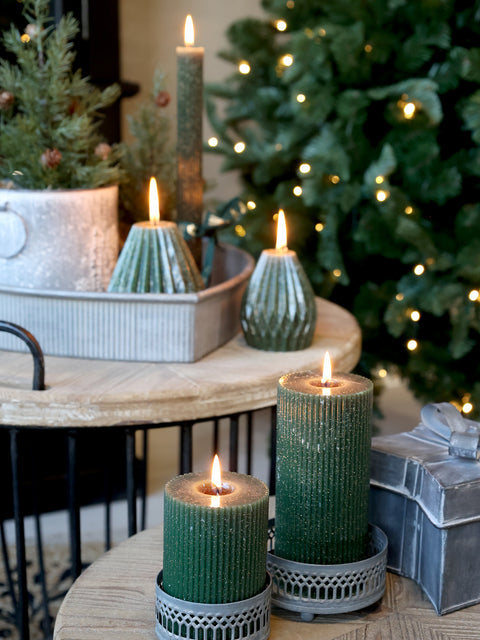 Bougie pilier rainures Vert