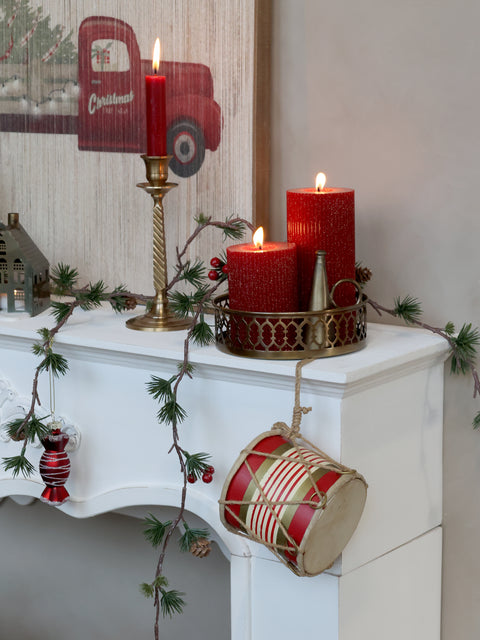 Bougie pilier rainures Cerise