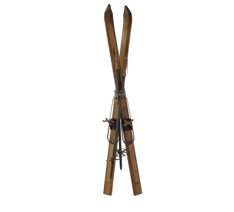 Skis vintage décoratifs en bois