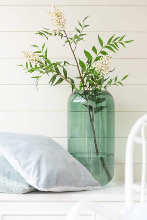 Green Glass Cylinder Vase